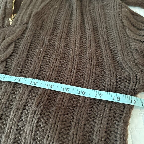 525 Brown Cable Knit Half-Zip Pullover Sweater,  Size S - Picture 10 of 13